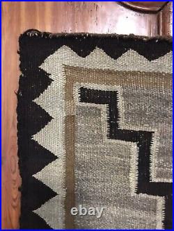 Rare Antique Navajo Native American Small Blanket Rug 1860s Whirling Log