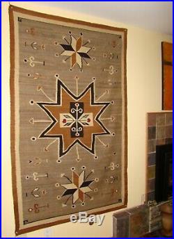Rare Antique Pictorial Navajo Rug Natural Native American Blanket 75X47