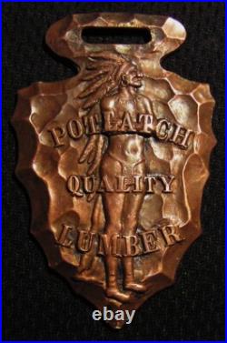 Rare Antique Potlatch Lumber Advertising Watch Fob Native American Indian Idaho