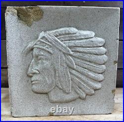 Rare Antique Pottery Tile Native American Indian Head Brick