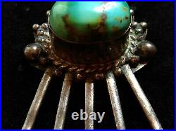 Rare Antique Sterling Silver Native American Large Turquoise And Coral Bead