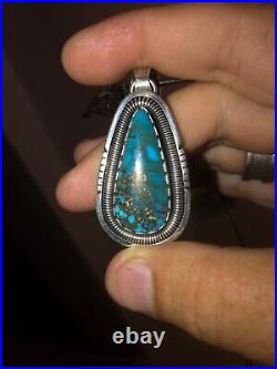 Rare Apache Blue Turquoise Pendant by Navajo Master silversmith Derrick Gordon