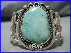 Rare Apache Turquoise! Vintage Navajo Sterling Silver Bracelet Cuff Old