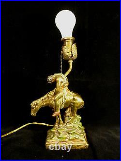 Rare Armor Bronze Company End Of The Trail Native American Indian Lamp C 1915