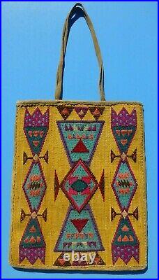 Rare Artifact Nez Perce Cornhusk Beaded Bag Native American Indian Yakima