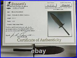 Rare Authentic Historic Metal Trade Point / Knife Found In Colorado Bennett Coa