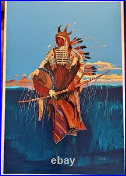 Rare Ben Wright STANDING DEER MAN Native American LAKOTA Hand Signed Print 27x40
