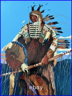 Rare Ben Wright STANDING DEER MAN Native American LAKOTA Hand Signed Print 27x40