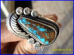 Rare Bisbee Turquoise Sz9 Natural Gem Turquoise Sterling Silver Navajo Ring