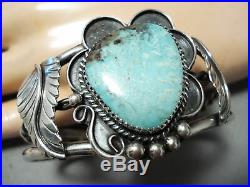 Rare Blue Diamond Turquoise Vintage Navajo Sterling Silver Bracelet