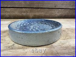 Rare Blue Saltglaze Stoneware Native American Warrior Head Decorated Soapdish