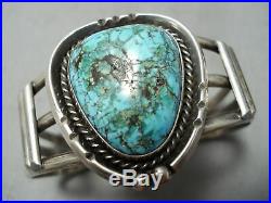 Rare Blue Wind Turquoise Vintage Navajo Sterling Silver Bracelet Old