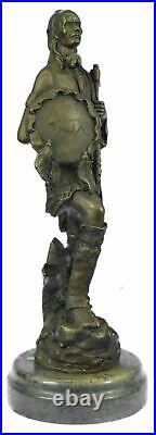 Rare Bronze Sculpture Extra Large B. Wood Native American Indian Figurine Decor