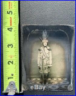 Rare C1875 Maine Tintype Of White Man In Native American Penobscot Festival Garb