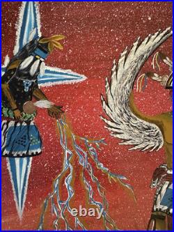 Rare Calvert Lamy Zuni Painting 20 x 24 Kachina's