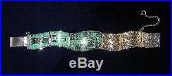Rare Carl & Irene Clark Hinged Mosaic Inlay Bracelet Sterling Silver & 14kt Gold
