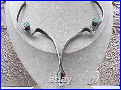 Rare Carlton Jamon Signed Unique Sterling Silver Zuni Necklace Native 16