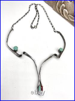 Rare Carlton Jamon Signed Unique Sterling Silver Zuni Necklace Native 16