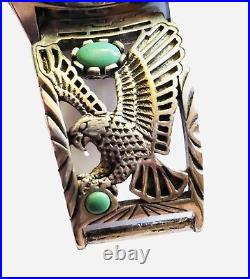 Rare Carol Felley Sterling Silver Eagle Turquoise Face Working Watch Tips NICE
