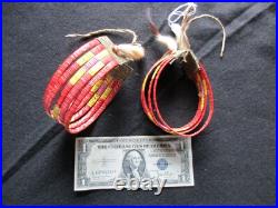 Rare Ceremonial Quilled Leg Bands Native American Ankle Bracelets Sd-042307604