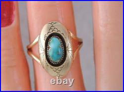 Rare Charles Supplee Hopi Indian 14k Solid Gold Royston Turquoise Ring Signed