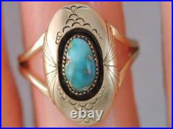 Rare Charles Supplee Hopi Indian 14k Solid Gold Royston Turquoise Ring Signed
