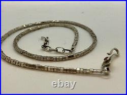 Rare Christin Wolf Native American Sterling Silver Square Bead Necklace 25.52g