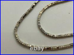 Rare Christin Wolf Native American Sterling Silver Square Bead Necklace 25.52g