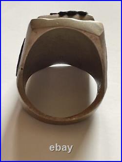 Rare Chunky Mexican Mixed Metals Native American Chief With Lions Size 11 Ring