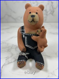Rare Cochiti BEAR & CUB In Overalls Storyteller Pottery DOROTHY HERRERA Vintage