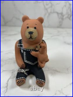 Rare Cochiti BEAR & CUB In Overalls Storyteller Pottery DOROTHY HERRERA Vintage
