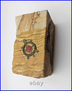 Rare Collectable Signed Tvlako Native American Style Sandstone Candle Holder