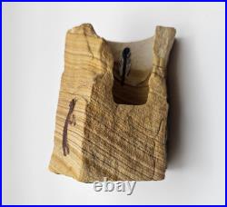 Rare Collectable Signed Tvlako Native American Style Sandstone Candle Holder