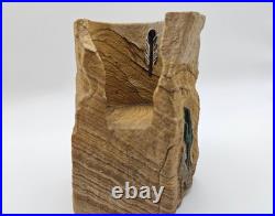 Rare Collectable Signed Tvlako Native American Style Sandstone Candle Holder