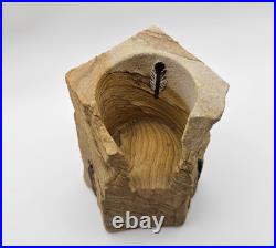 Rare Collectable Signed Tvlako Native American Style Sandstone Candle Holder