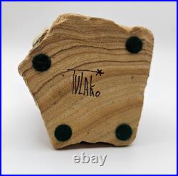 Rare Collectable Signed Tvlako Native American Style Sandstone Candle Holder