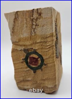 Rare Collectable Signed Tvlako Native American Style Sandstone Candle Holder