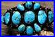 Rare-Collectible-Old-Pawn-Sterling-Gem-Blue-Turquoise-Cluster-Cuff-Bracelet-67-G-01-rn