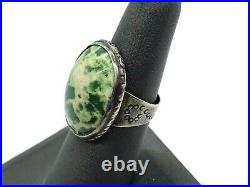 Rare Demale Green Nevada Turquoise Navajo Sterling Silver Vintage Ring