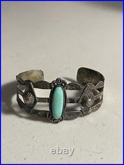 Rare Desert Gem Fred Harvey Era Navajo Sterling Turquoise Bracelet