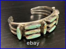 Rare Design Vintage Navajo Turquoise Sterling Silver Bracelet Signed