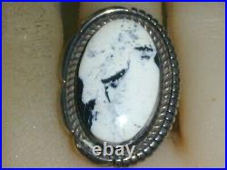 Rare- E. M. Linkin Native American Sterling White Turquoise Ring- Size 7.25