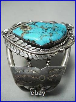 Rare Earlier Vintage Navajo Morenci Turquoise Sterling Silver Bracelet
