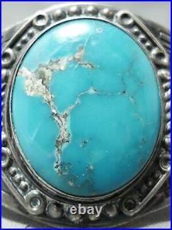 Rare Earlier Vintage Navajo Turquoise Triple Sterling Silver Bracelet