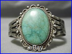 Rare Early 1900's Vintage Navajo Carico Lake Turquoise Sterling Silver Bracelet