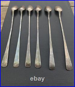 Rare Early Coin Silver Ingot Six Iced Tea Spoons Navajo Hopi Native American Vtg