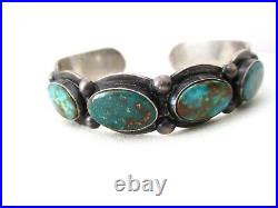 Rare Early Fred Harvey Era Navajo Bracelet Green Turquoise Sterling GORGEOUS