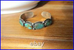 Rare Early Fred Harvey Era Navajo Bracelet Green Turquoise Sterling GORGEOUS