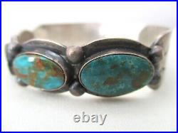 Rare Early Fred Harvey Era Navajo Bracelet Green Turquoise Sterling GORGEOUS