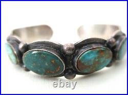 Rare Early Fred Harvey Era Navajo Bracelet Green Turquoise Sterling GORGEOUS